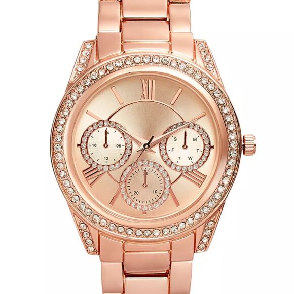 NIB INC INTERNATIONAL CONCEPTS ROSE GOLD-TONE BRACELET WATCH - Picture 1 of 16